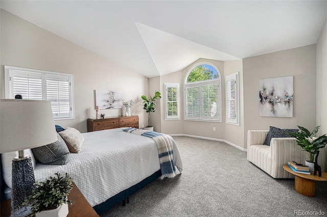 17548 E Wesley Pl, Aurora, CO 80013 - bedroom featuring multiple windows, carpet floors, and lofted ceiling