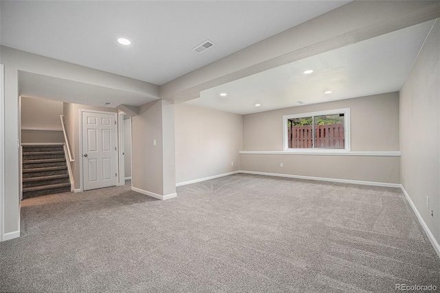17548 E Wesley Pl, Aurora, CO 80013 - carpeted empty room featuring recessed lighting and stairs