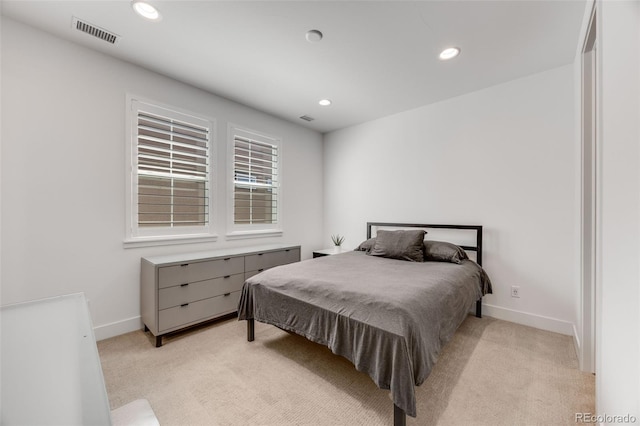 6677 Crossbridge Cir, Castle Pines, CO 80108 - bedroom with light colored carpet, recessed lighting, and baseboards