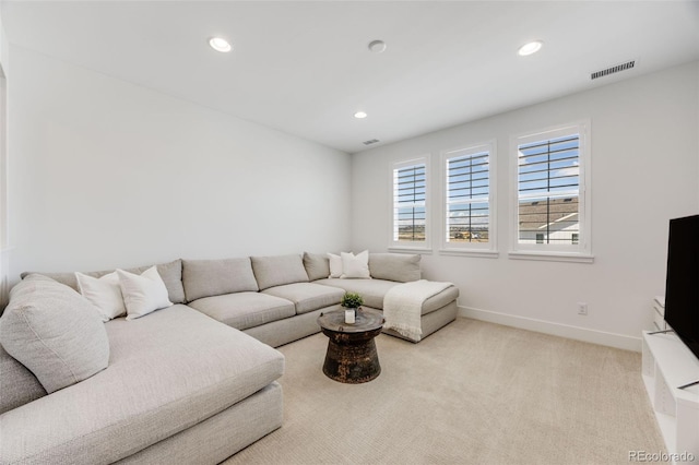 6677 Crossbridge Cir, Castle Pines, CO 80108 - carpeted living room with baseboards and recessed lighting