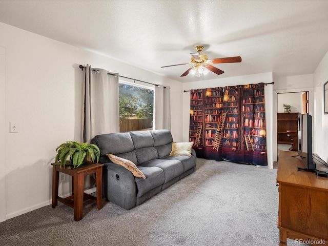 6801 W 52nd Ave, Arvada, CO 80002 - carpeted living room featuring ceiling fan