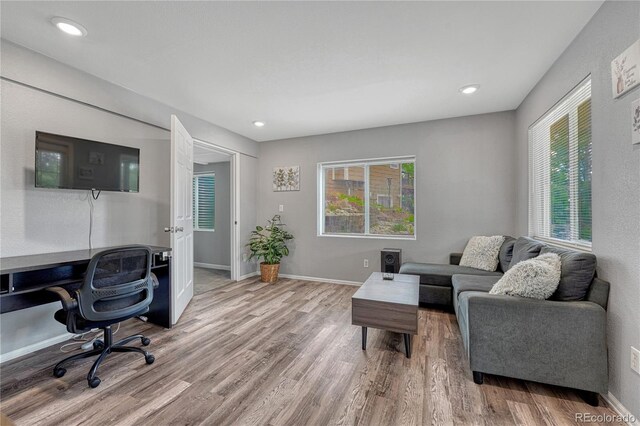 3630 Sawgrass Trl, Castle Rock, CO 80109 - office with wood finished floors, healthy amount of natural light, and recessed lighting