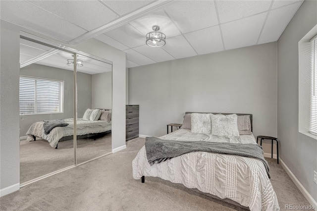 3630 Sawgrass Trl, Castle Rock, CO 80109 - bedroom featuring carpet floors, multiple windows, a closet, and a paneled ceiling