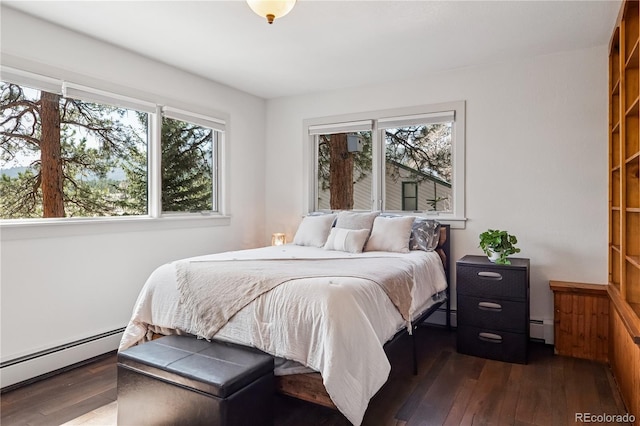 31607 Broadmoor Dr, Evergreen, CO 80439 - bedroom featuring a baseboard radiator and dark wood-style floors