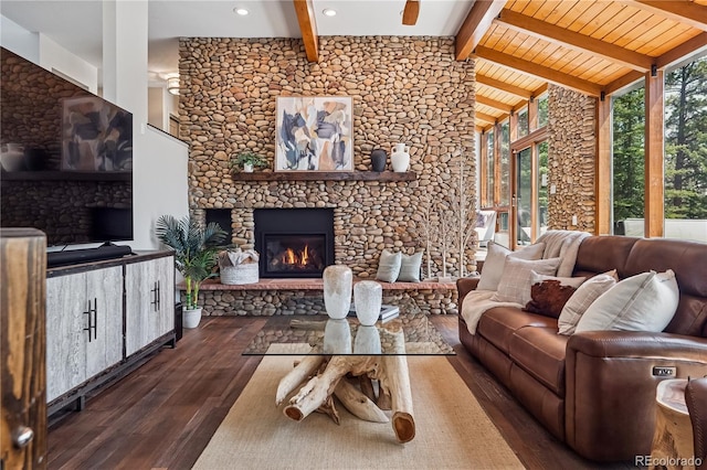 31607 Broadmoor Dr, Evergreen, CO 80439 - living area with hardwood / wood-style floors and a fireplace