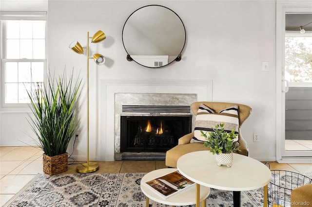 interior details featuring a premium fireplace