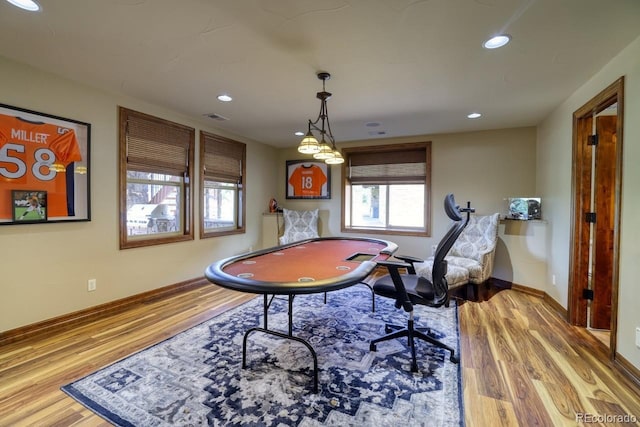 office area featuring hardwood / wood-style floors