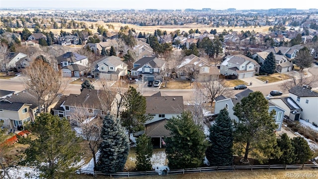 bird's eye view with a residential view