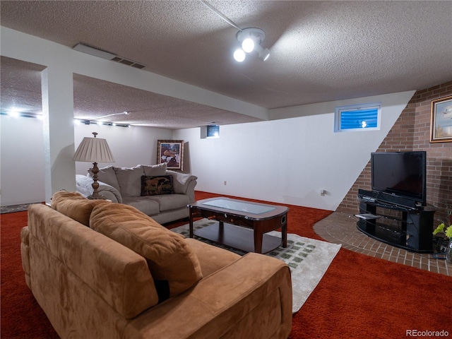 8908 Jellison Ct, Westminster, CO 80021 - carpeted living area featuring a textured ceiling