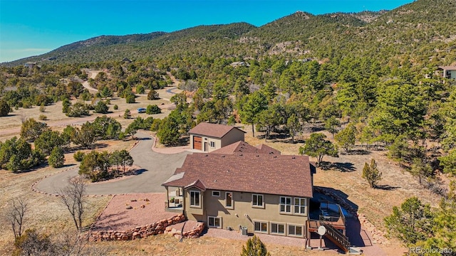 drone / aerial view with a mountain view