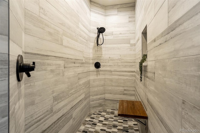 full bathroom with a tile shower