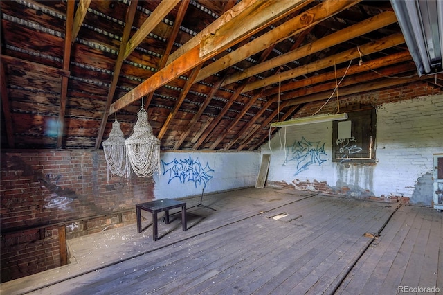 view of unfinished attic