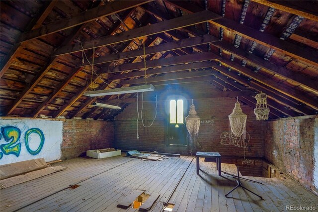 view of unfinished attic