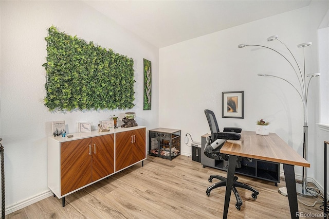 home office featuring light hardwood / wood-style flooring