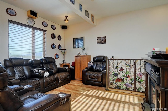 living room with wood-type flooring