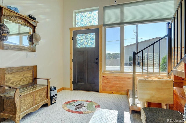 123 Halleys Ave Unit C, Poncha Springs, CO 81242 - foyer entrance featuring tile patterned floors and wooden walls