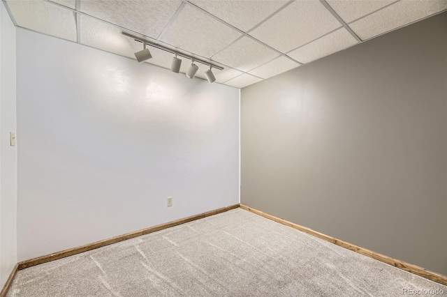 7721 S Curtice Way Unit B, Littleton, CO 80120 - unfurnished room with carpet, baseboards, a drop ceiling, and track lighting