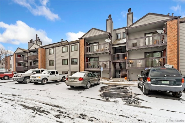 view of snow covered property