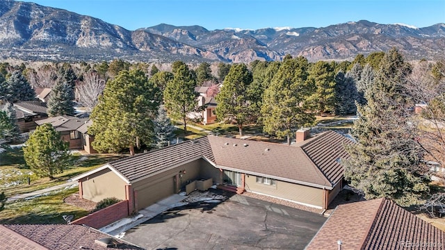 drone / aerial view with a mountain view