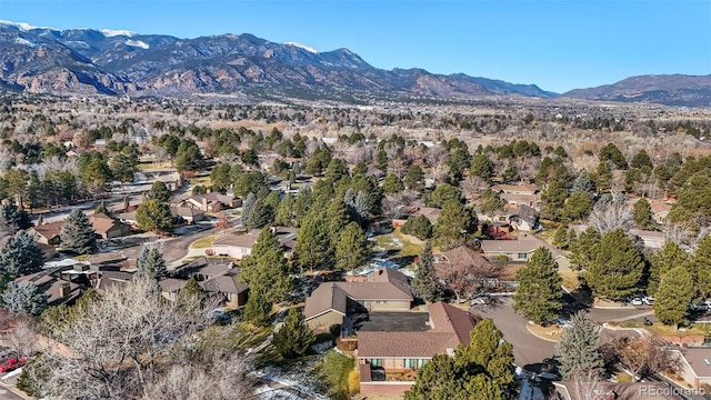 aerial view with a mountain view