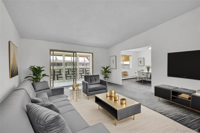 9655 E Center Ave Unit 9D, Denver, CO 80247 - carpeted living room with vaulted ceiling