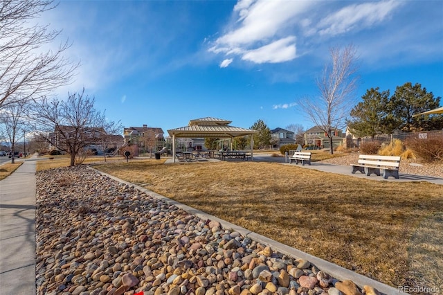 exterior space featuring a gazebo