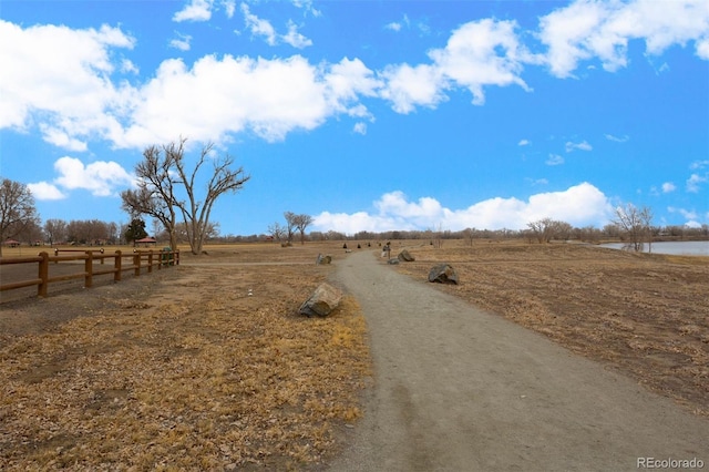 view of street featuring a rural view