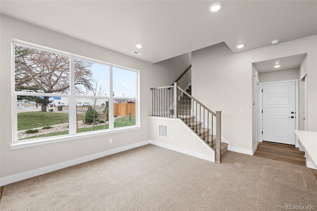 9457 W 58th Ln Unit A, Arvada, CO 80002 - entryway with stairs, carpet floors, recessed lighting, and plenty of natural light