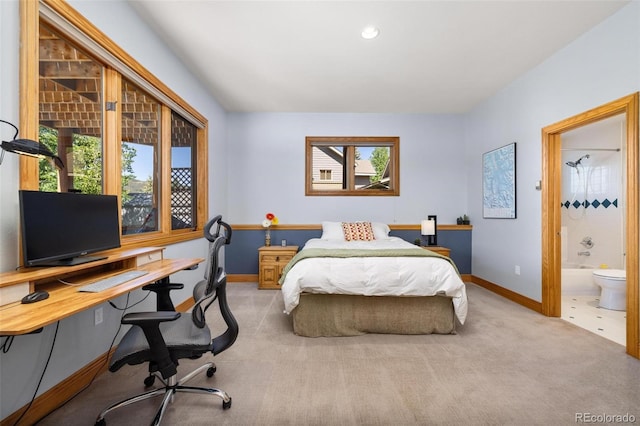 222 Idlewild Dr, Dillon, CO 80435 - bedroom featuring an office area, carpet flooring, ensuite bathroom, and recessed lighting