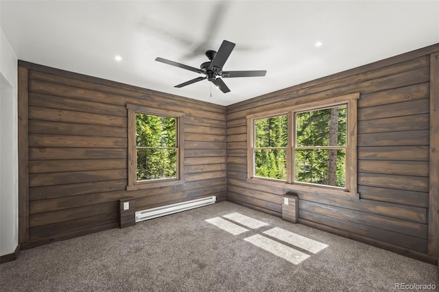 46 Silver Creek Rd, Idaho Springs, CO 80452 - unfurnished room featuring baseboard heating, carpet flooring, ceiling fan, and recessed lighting
