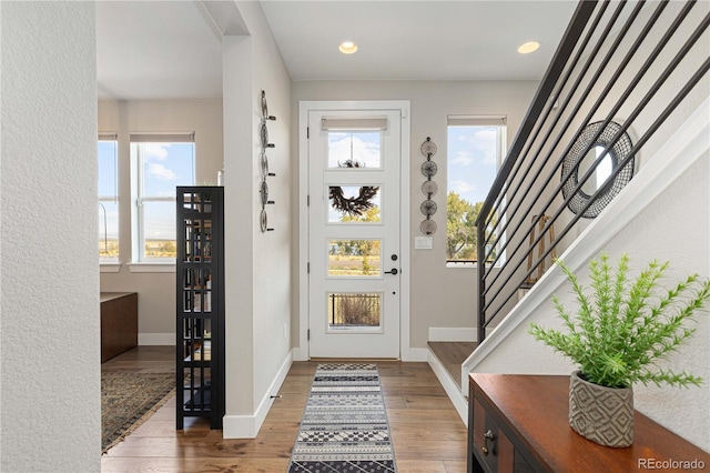 foyer entrance featuring hardwood / wood-style floors