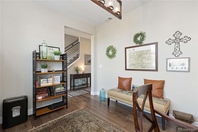 living area with dark wood-type flooring