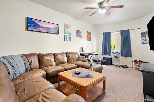 1510 York Rd Unit 101, Colorado Springs, CO 80918 - living area with ceiling fan, light colored carpet, and baseboards