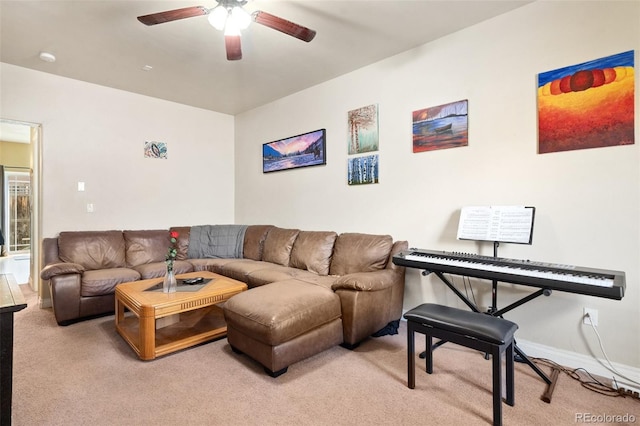 1510 York Rd Unit 101, Colorado Springs, CO 80918 - carpeted living area featuring a ceiling fan