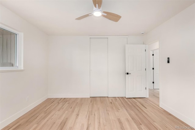 1948 S Zenobia St, Denver, CO 80219 - unfurnished bedroom with light wood-style floors, a closet, and ceiling fan