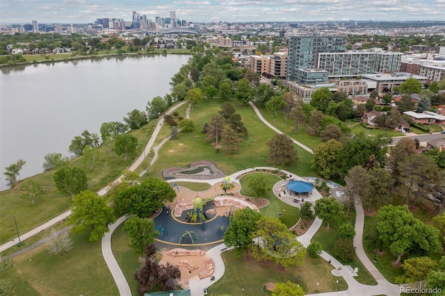 1820 Newland Ct Unit 310, Lakewood, CO 80214 - aerial view of property and surrounding area featuring nearby urban area and a large body of water