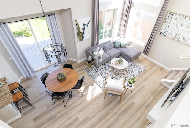 living room with light wood-type flooring