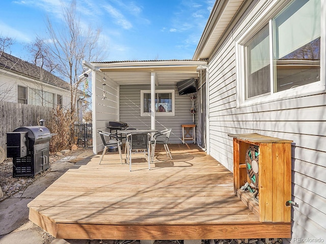 deck with area for grilling