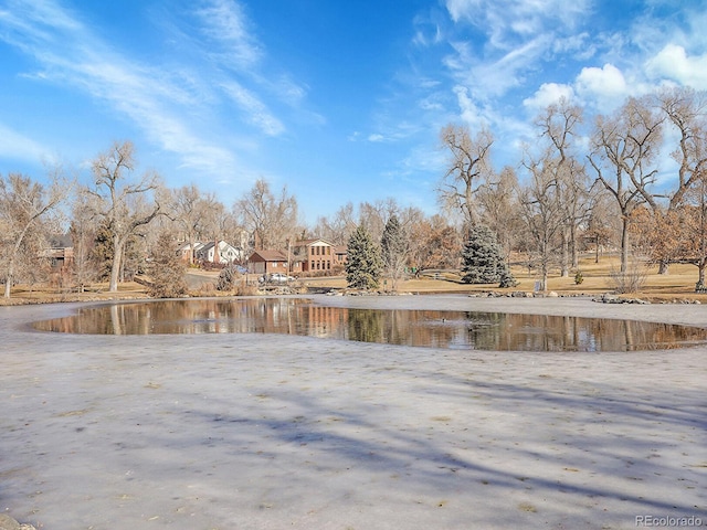 view of yard with a water view