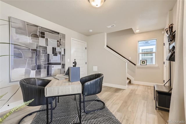 office featuring light hardwood / wood-style flooring