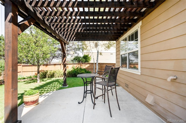 view of patio with a pergola