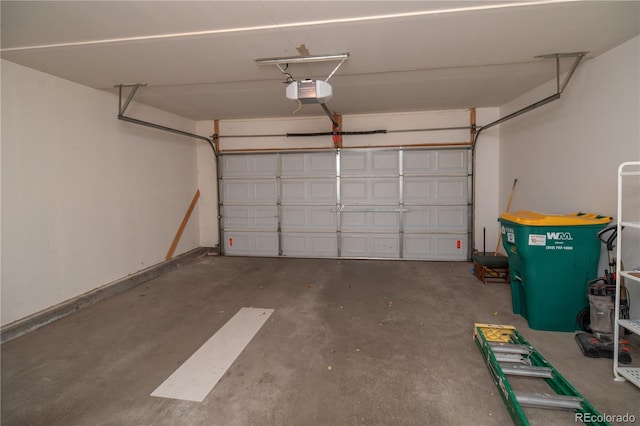 garage with a garage door opener