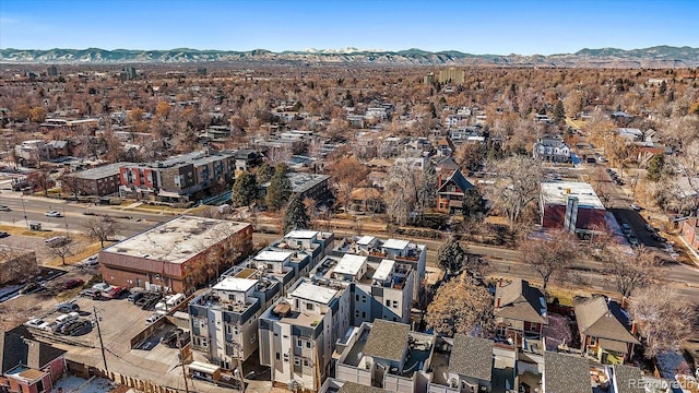 bird's eye view featuring a mountain view and a residential view