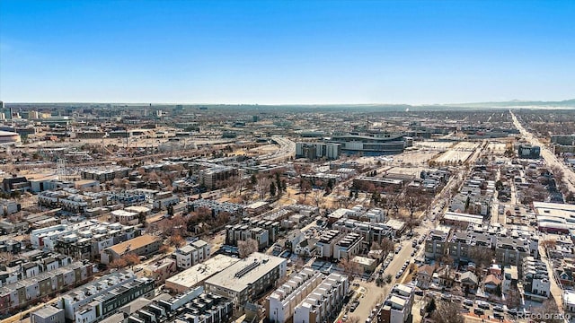 drone / aerial view with a city view