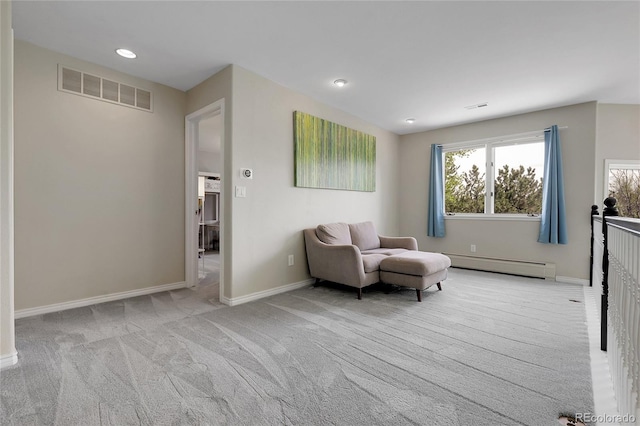 7472 S Utica St, Littleton, CO 80128 - sitting room with a baseboard radiator, carpet, baseboards, and recessed lighting