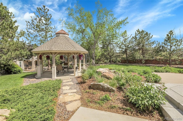 7472 S Utica St, Littleton, CO 80128 - view of green lawn with a patio area and a gazebo