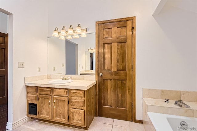 8159 Lodgepole Trl, Lone Tree, CO 80124 - full bathroom featuring vanity, a bath, tile patterned flooring, and baseboards