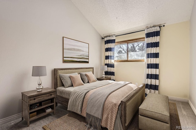 8159 Lodgepole Trl, Lone Tree, CO 80124 - bedroom with carpet, vaulted ceiling, a textured ceiling, and baseboards