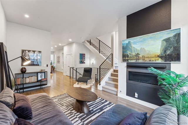 living room featuring light hardwood / wood-style flooring