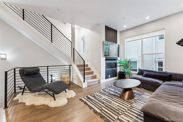 living room with hardwood / wood-style floors